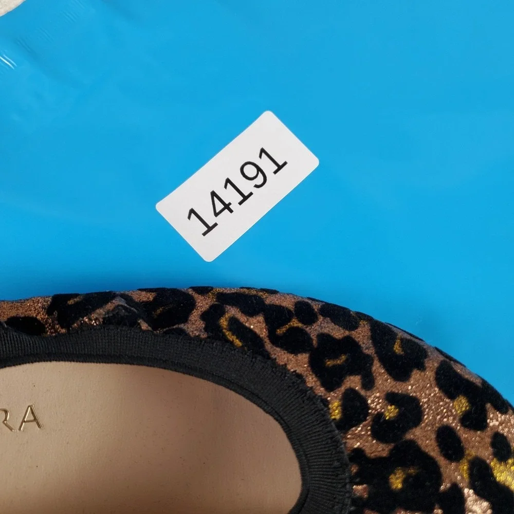 Yosi Samra Miss Samara Womens Glitter Ballet Flat Sz 3 Leopard Print Slip On